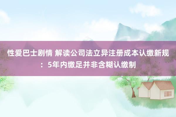 性爱巴士剧情 解读公司法立异注册成本认缴新规：5年内缴足并非含糊认缴制