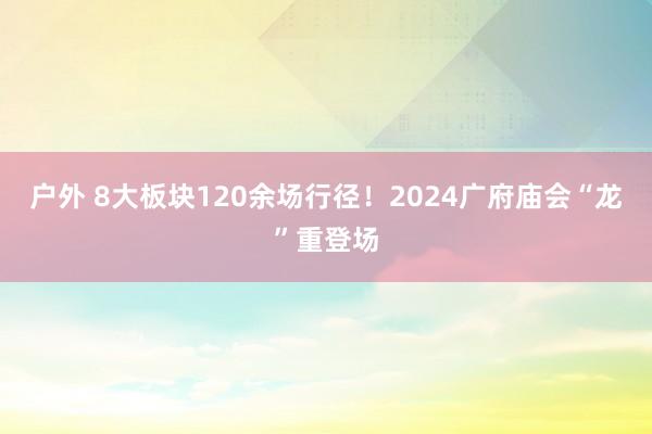 户外 8大板块120余场行径！2024广府庙会“龙”重登场