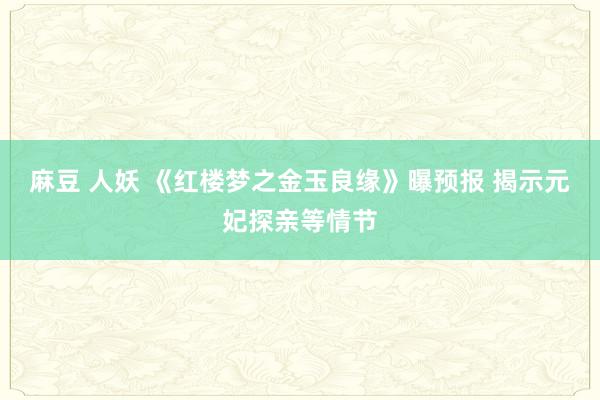 麻豆 人妖 《红楼梦之金玉良缘》曝预报 揭示元妃探亲等情节