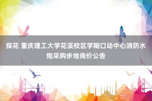 探花 重庆理工大学花溪校区学糊口动中心消防水炮采购步地询价公告